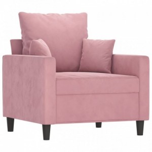 Rózsaszín bársony kanapéfotel lábtartóval 60 cm