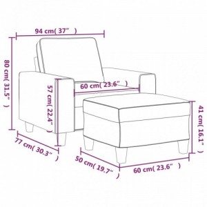 Világosszürke szövet kanapéfotel lábtartóval 60 cm