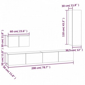 4 részes füstös tölgyszínű szerelt fa TV-szekrényszett