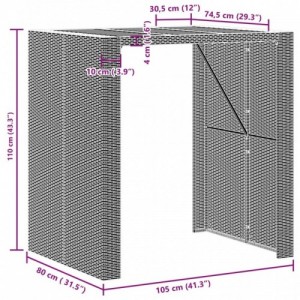 Szürke polyrattan kerti asztal akácfa lappal 105 x 80 x 110 cm