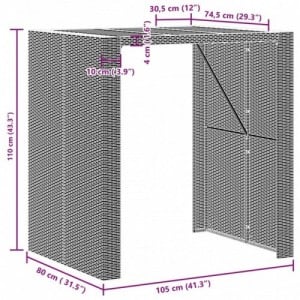 Szürke polyrattan kerti bárasztal akácfa lappal 105x80x110 cm