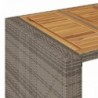 Szürke polyrattan akácfa lapos kerti asztal 145 x 80 x 110 cm