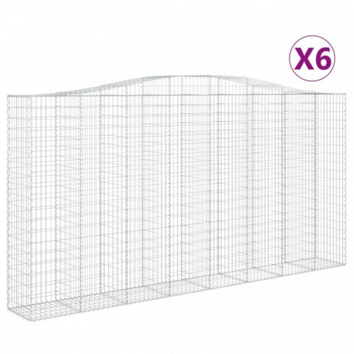 6 db íves horganyzott vas gabion kosár 400x50x200|220 cm