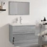 Szürke sonoma színű szerelt fa fürdőszobai bútorszett