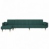 Zöld L-alakú bársony kanapéágy 275x140x70 cm