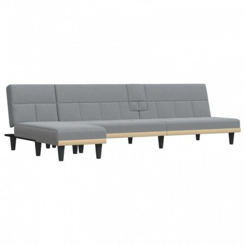 Világosszürke L-alakú bársony kanapéágy 255x140x70 cm