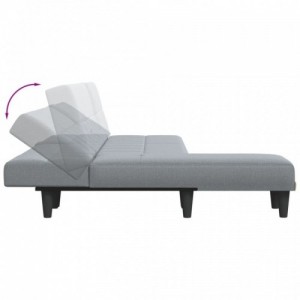 Világosszürke L-alakú bársony kanapéágy 255x140x70 cm