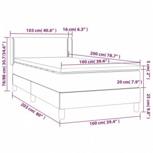 Sötétkék bársony rugós ágy matraccal 100 x 200 cm