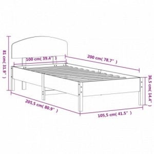 Viaszbarna tömör fenyőfa ágy matrac nélkül 100 x 200 cm