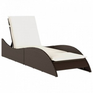 Barna polyrattan napozóágy párnával 60x205x73 cm