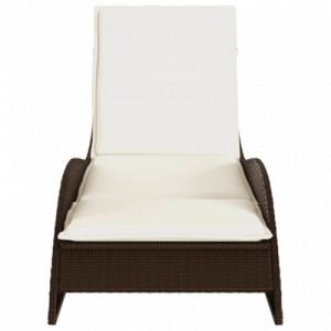 Barna polyrattan napozóágy párnával 60x205x73 cm