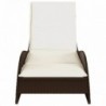 Barna polyrattan napozóágy párnával 60x205x73 cm