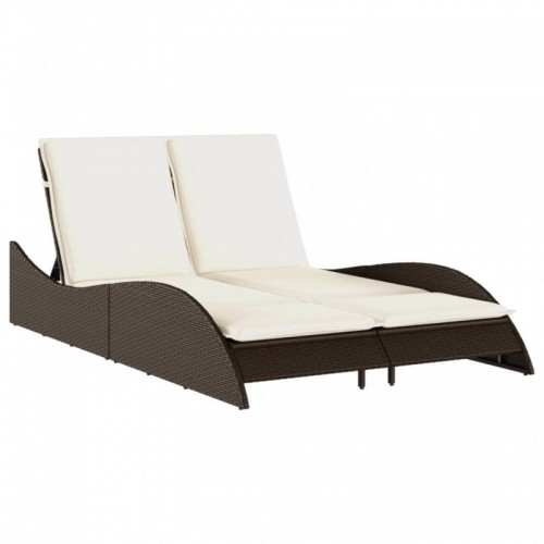 Barna polyrattan napozóágy párnákkal 114x205x73 cm