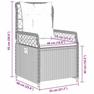 2 db fekete polyrattan dönthető kerti szék