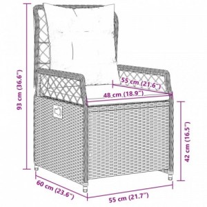 2 db bézs polyrattan dönthető kerti szék