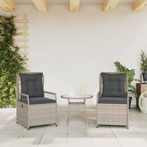 2 db világosszürke polyrattan dönthető kerti szék