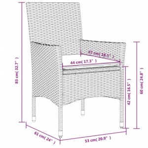 7 részes szürke polyrattan|üveg kerti étkezőgarnitúra párnával