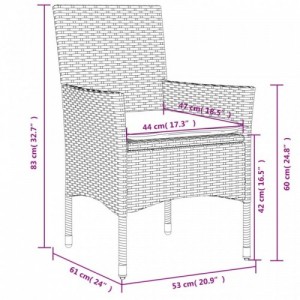 7 részes bézs polyrattan|üveg kerti étkezőgarnitúra párnákkal