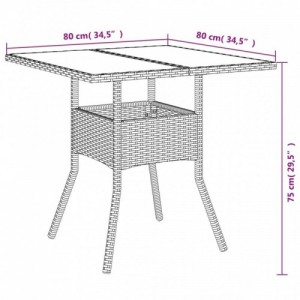 5 részes bézs polyrattan|üveg kerti étkezőgarnitúra párnákkal