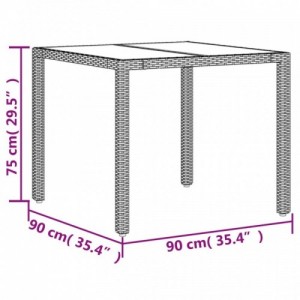 5 részes fekete polyrattan|üveg kerti étkezőgarnitúra párnákkal