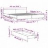 Füstös tölgy színű szerelt fa ágykeret fiókokkal 200 x 200 cm