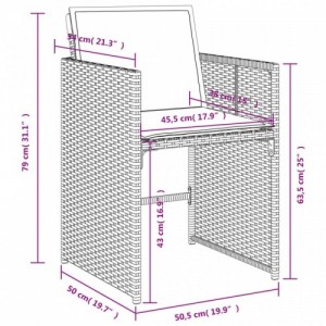 4 db bézs polyrattan kerti szék párnával