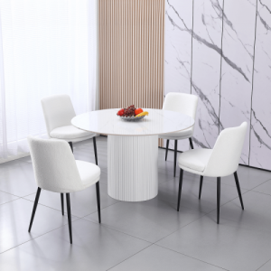 Étkezőasztal, fehér márvány|MDF, átmérő 120 cm, MAHIR TYP 1
