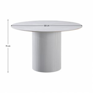 Étkezőasztal, fehér márvány|MDF, átmérő 120 cm, MAHIR TYP 1