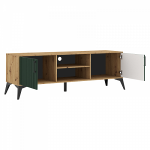 TV asztal, artisan tölgy|sötétzöld, LUGON LU1