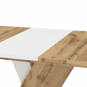 Kihúzható étkezőasztal, wotan tölgy|fehér, 140-180x85 cm, EXIL