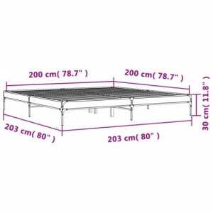 Fekete szerelt fa és fém ágykeret 200 x 200 cm