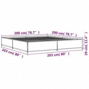 Sonoma tölgyszínű szerelt fa és fém ágykeret 200 x 200 cm