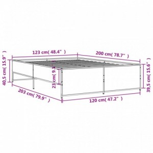 Sonoma tölgyszínű szerelt fa és fém ágykeret 120 x 200 cm