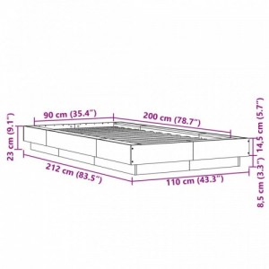 Fekete szerelt fa ágykeret 90 x 200 cm