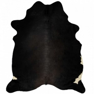 Fekete valódi marhabőr szőnyeg 180 x 220 cm