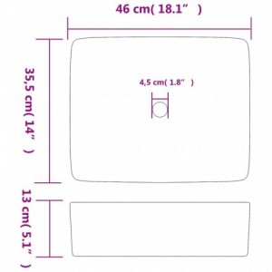 Többszínű kerámia négyszögletes asztali mosdó 46 x 35,5 x 13 cm