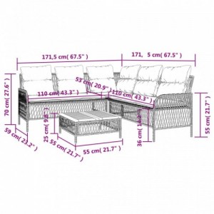 2 részes szürke polyrattan kerti kanapészett párnákkal