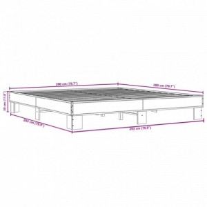 Sonoma tölgyszínű szerelt fa és fém ágykeret 200 x 200 cm