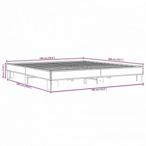 Sonoma tölgyszínű szerelt fa és fém ágykeret 180 x 200 cm