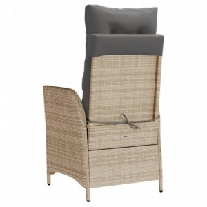 2 db vegyes bézs dönthető polyrattan kerti szék párnával