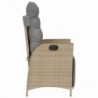 Vegyes bézs polyrattan dönthető kerti szék lábtartóval