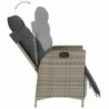 2 db szürke polyrattan dönthető kerti szék lábtartóval