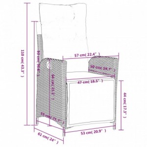 5 részes fekete polyrattan kerti étkezőgarnitúra párnákkal