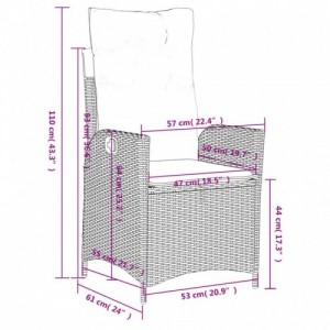 5 részes bézs polyrattan kerti étkezőgarnitúra párnákkal