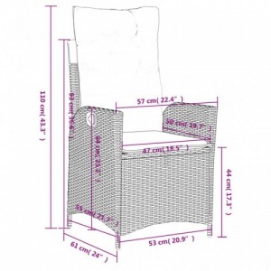 3 részes bézs polyrattan kerti étkezőgarnitúra párnákkal