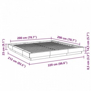 Barna tölgyszínű szerelt fa ágykeret 200 x 200 cm