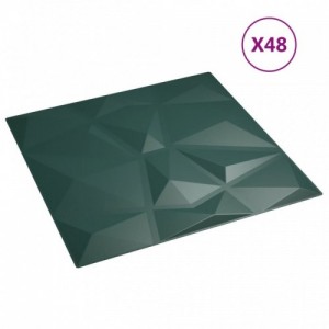 48 db zöld XPS gyémántmintás fali panel 50 x 50 cm 12 m²