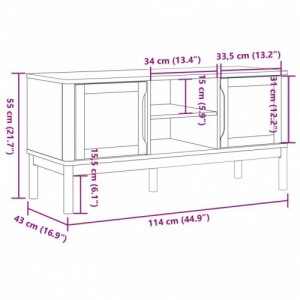 FLORO szürke tömör fenyőfa TV-szekrény 114 x 43 x 55 cm