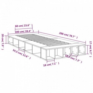 Betonszürke szerelt fa ágykeret 100 x 200 cm