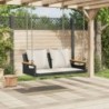 Fekete polyrattan hintapad párnákkal 109 x 62 x 40 cm